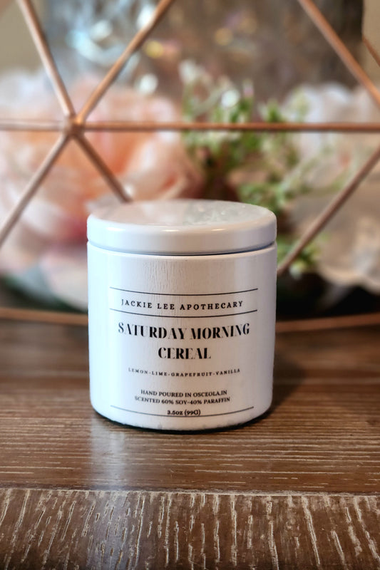 3.5 oz White Tin Candle